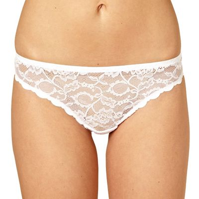White invisible all over lace thong